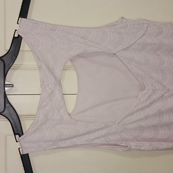 Free People string lace cut out lined mini tank dress - S - light purple - Picture 3 of 6